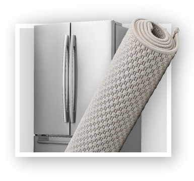 Bulky refrigerator and carpet